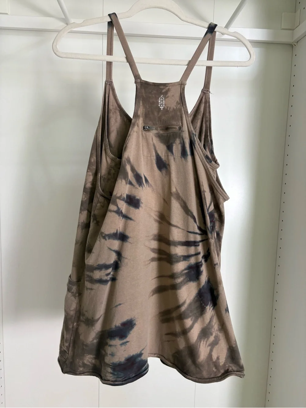 FP Movement by Free People Taupe Tie-Dye Hot Shot Romper with Pockets - Picture 2 of 4
